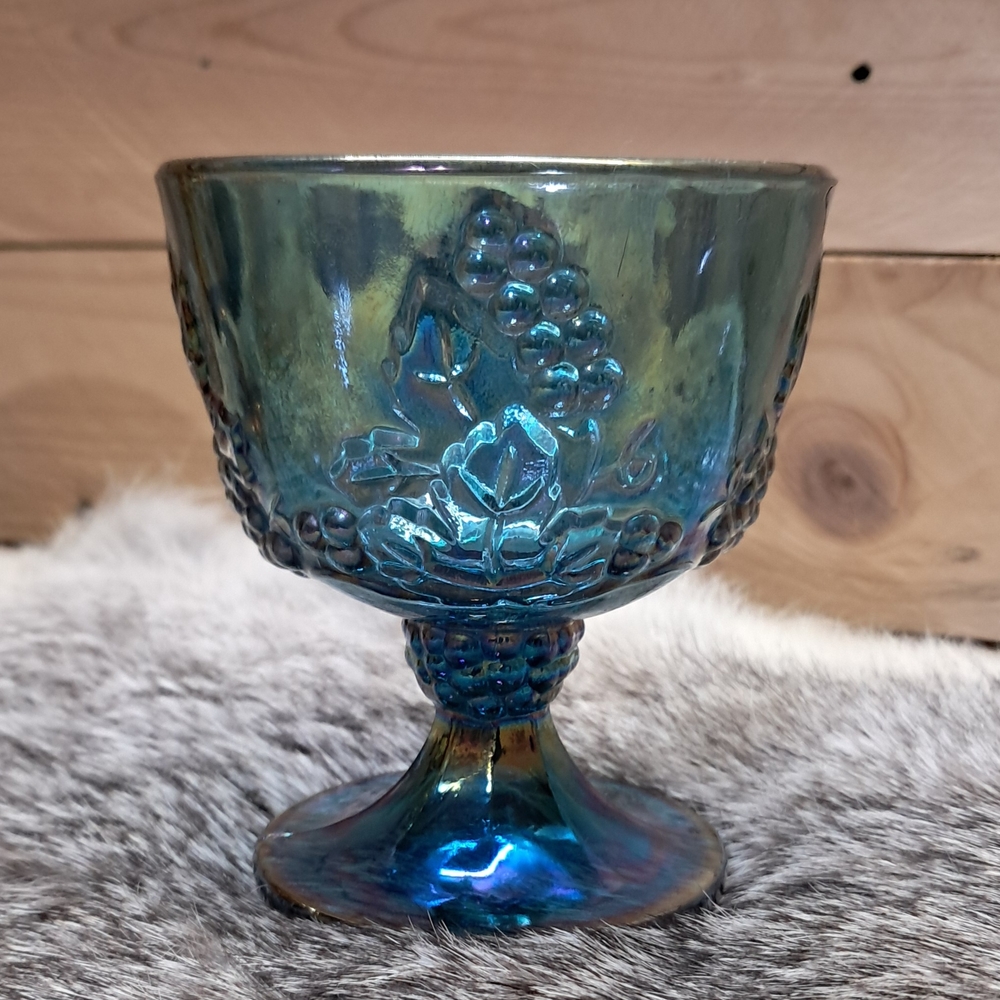 Indiana Glass Iridescent Blue and Green Goblet